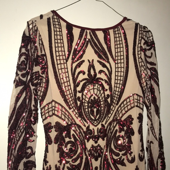 Sequin short red long sleeve dress - Picture 2 of 3